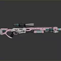 Modern Sniper Rifle In Pink And Cyan With Telescopic Scope Detachable Magazine And Metallic Finish
