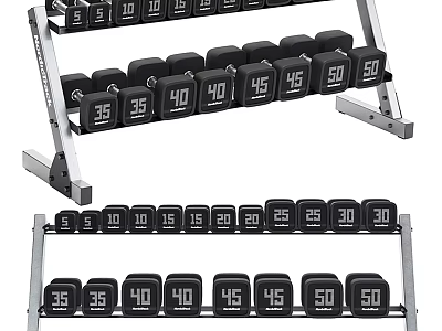 Heavy Duty Dumbbell Rack With Multiple Weight Dumbbells For Home Gym Equipment 3d model