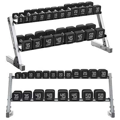 Heavy Duty Dumbbell Rack With Multiple Weight Dumbbells For Home Gym Equipment 3d model