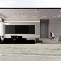 Modern Living Room With White Sofa Set Black Chair Floor Lamp And White Curtains