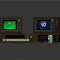 Vintage Computer Setup With Monitors Towers Keyboard Mouse And Drink Can