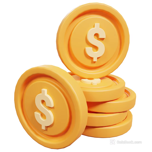 Practical Household Items Featuring Stacked Yellow Coins With Dollar Signs 3d model 