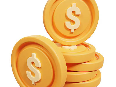 Practical Household Items Featuring Stacked Yellow Coins With Dollar Signs 3d model