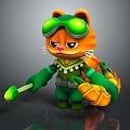 Modern game character virtual character cartoon cat archer sci-fi character 3d model