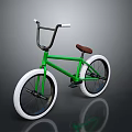 Green BMX Bicycle With High Handlebars Brown Seat And White Wheels