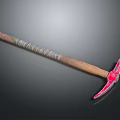 Household Utility Tool With Wooden Handle White Wrapped Band And Red Head