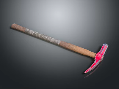 Household Utility Tool With Wooden Handle White Wrapped Band And Red Head 3d model