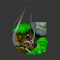 Woman With Brown Hair Using Blue Energy Effects On Green Grass Terrain