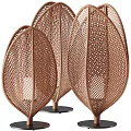 Two Decorative Woven Brown Leaf Shaped Table Lamps for Home Decor 3d model