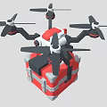 Multi Rotor Transport Aircraft With Red And Gray Package Box Design