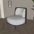 Modern Accent Chair with White Upholstery and Dark Frame in Wooden Floor Room with Green Plant