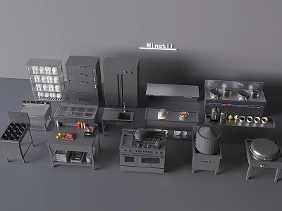 Modern Kitchen Interior Design With Storage Cabinets Countertops And Appliances 3d model