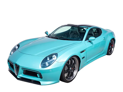 Turquoise Two Door Sports Car With Sleek Exterior Design And Black Alloy Wheels 3d model