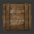 Wooden Crate Scene Component With Planks Text Labels And Metal Straps