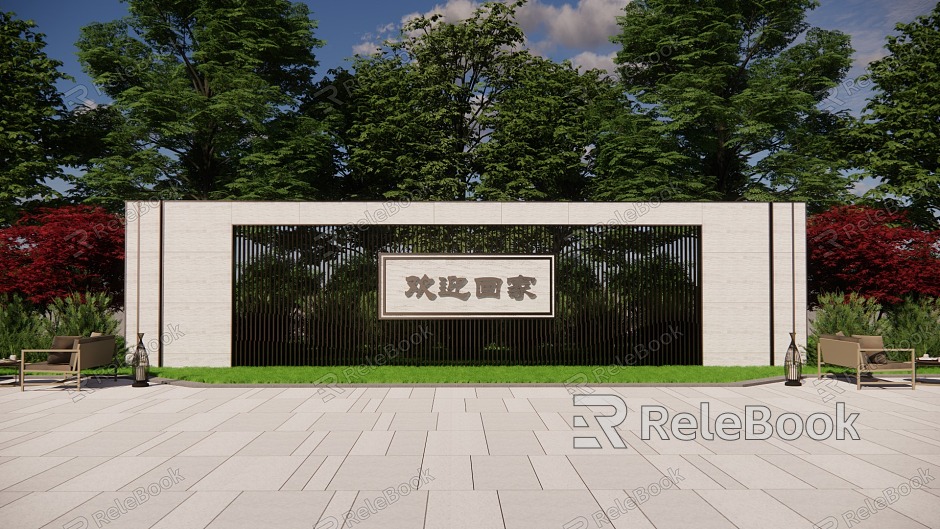 New Chinese Landscape Wall New Asian Landscape Wall model