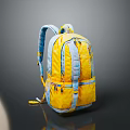 Vibrant Yellow And Blue Backpack With Multiple Zippers Straps For Daily Use And Travel