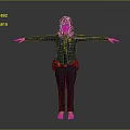 Game Movie Character Female Police Officer Red Hair In Blue Uniform With Badge Arms Outstretched