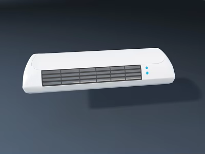 White Wall Mounted Air Conditioner Fan with Modern Grille Design and Blue Control Indicators 3d model