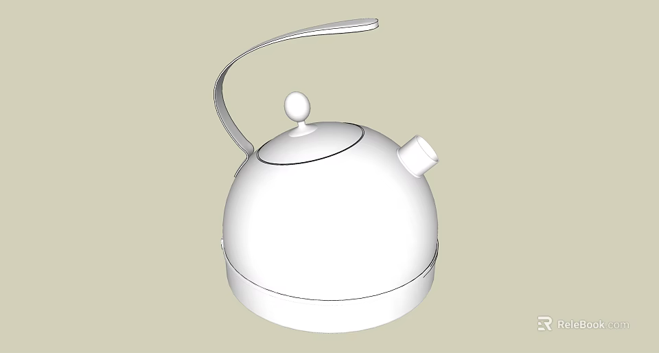 White Electric Kettle With Sleek Handle And Dome Shape For Daily Home Use 3d model 