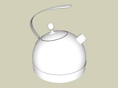 White Electric Kettle With Sleek Handle And Dome Shape For Daily Home Use 3d model