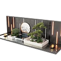 Modern Feature Wall Design With Circular Decor Pine Tree Water Feature And Lighting Strips 3d model