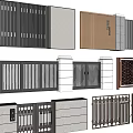 Modern Entrance Gates Design With Metal Slats Wooden Panels And Decorative Frames
