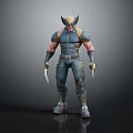 Wolverine Superhero 3D Model Character With Blue Yellow Costume And Metal Claws