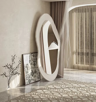 Floor mirror bedroom mirror shaped mirror living room mirror curve mirror decorative mirror 3d model