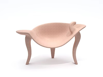Unique Modern Single Chair With Light Pink Fabric Curved Seat And Four Legs 3d model