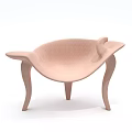 Unique Modern Single Chair With Light Pink Fabric Curved Seat And Four Legs