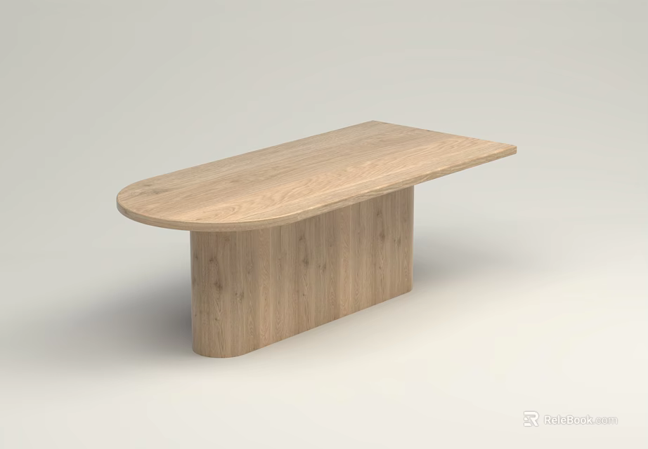 Simple Light Wood Dining Table Featuring Oval Tabletop And Solid Legs Design 3d model