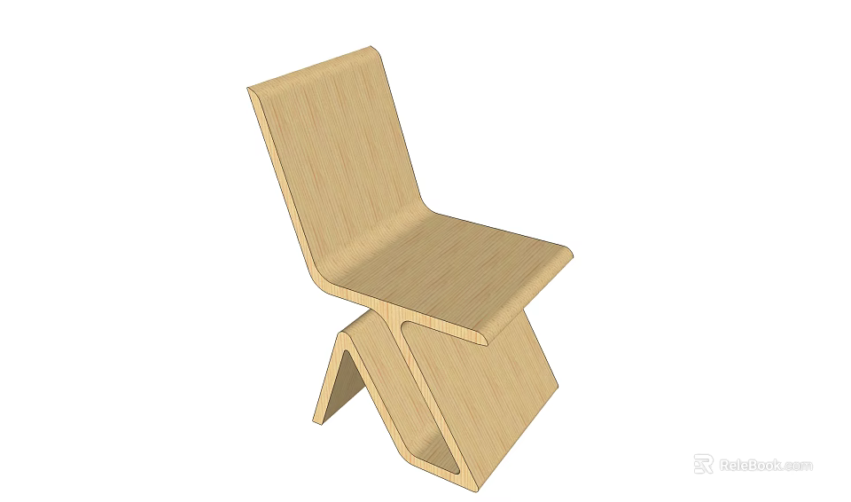 Modern Wooden Leisure Chair With Minimalist Design Geometric Base And Light Wood Finish 3d model 