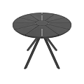 Modern Black Round Coffee Table With Radial Slat Top And Sturdy Sleek Metal Legs