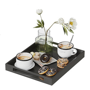 Modern food tableware floral ornaments 3d model