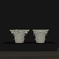 Classical White Column Capitals With Intricate Carved Leaf And Scroll Designs 3d model