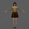 Woman Standing On Green Grass Wearing Yellow Top And Brown Skirt With Arms Outstretched
