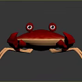 Cute Red Cartoon Aquatic Animal Crab With Big Eyes Red Claws And Light Colored Legs