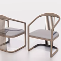 Modern Style Dining Chairs With Wooden Frame Armrests And Gray Padded Seats
