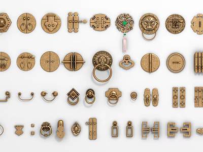 Various Decorative Metal Handles With Vintage And Modern Designs For Furniture Applications 3d model