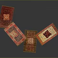 Square Rugs With Intricate Red Patterns And Decorative Designs For Home Decor