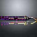 Modern Knife Design With Purple Pink Lighting Geometric Patterns And Golden Handle