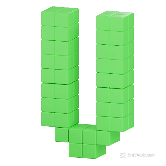 Green Building Blocks Forming A Creative U Shaped Stacked Structure Design Idea 3d model 