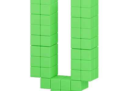 Green Building Blocks Forming A Creative U Shaped Stacked Structure Design Idea 3d model