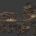 Intricate Rock Crystal Structure 3D Rendered With Illuminated Natural Fantasy Terrain