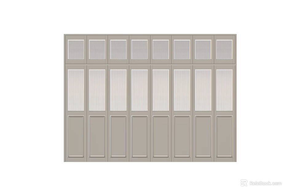 Modern Vertical Striped Panel Screen With Solid Color Sections For Room Divider 3d model 