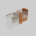 Modern Orange Bedside Table With Glass Top Marble Shelf And Drawer 3d model