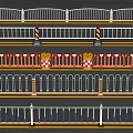 Various Road Railings With Orange Barriers And Red White Traffic Dividers On Street