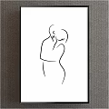 Minimalist Line Art Of Embracing Figures In Black And White Framed Wall Decor