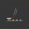 Delicious Steamed Dumplings With Dipping Sauce And Chopsticks On Ceramic Tray