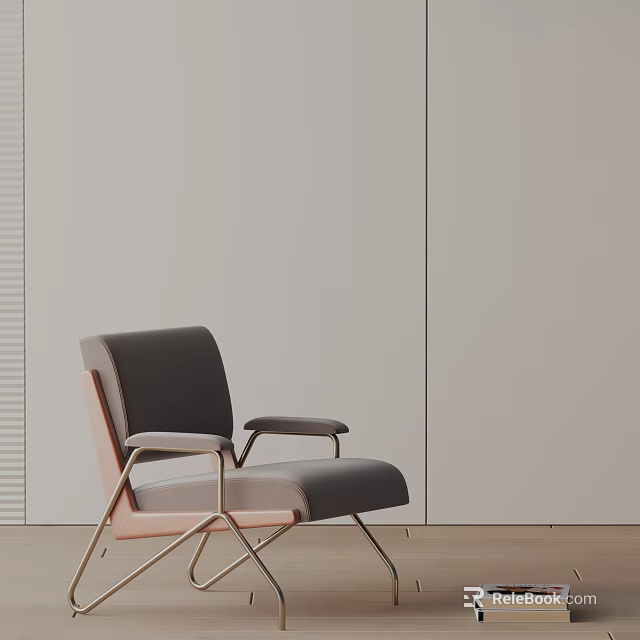 Modern Leisure Chair With Gray And Pink Upholstery Metal Legs And Comfortable Design 3d model 